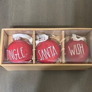 Rae Dunn Red Ceramic Ornaments Set